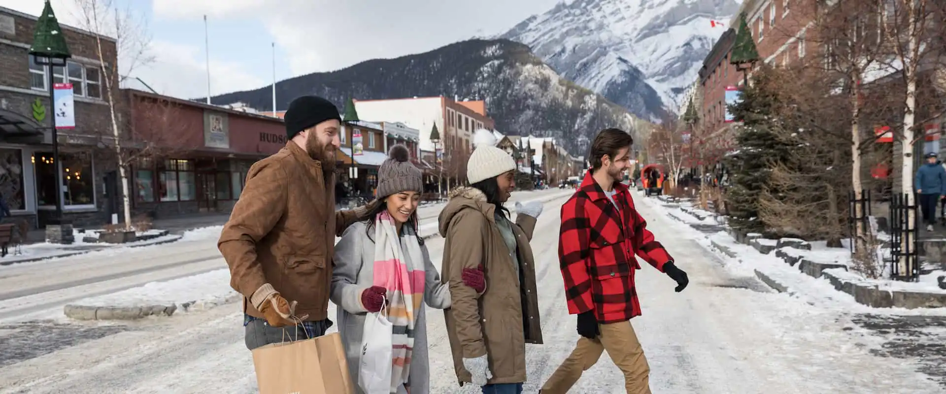 Explore downtown Banff on a shopping trip with friends