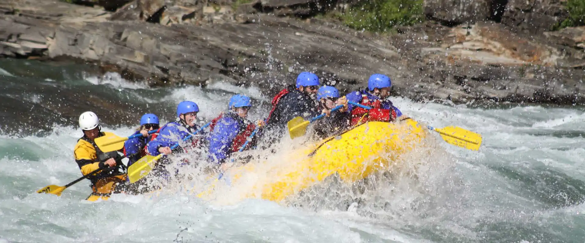 Class 4 rafting rapids fun on the Horseshoe Canyon in the Canadian Rockies