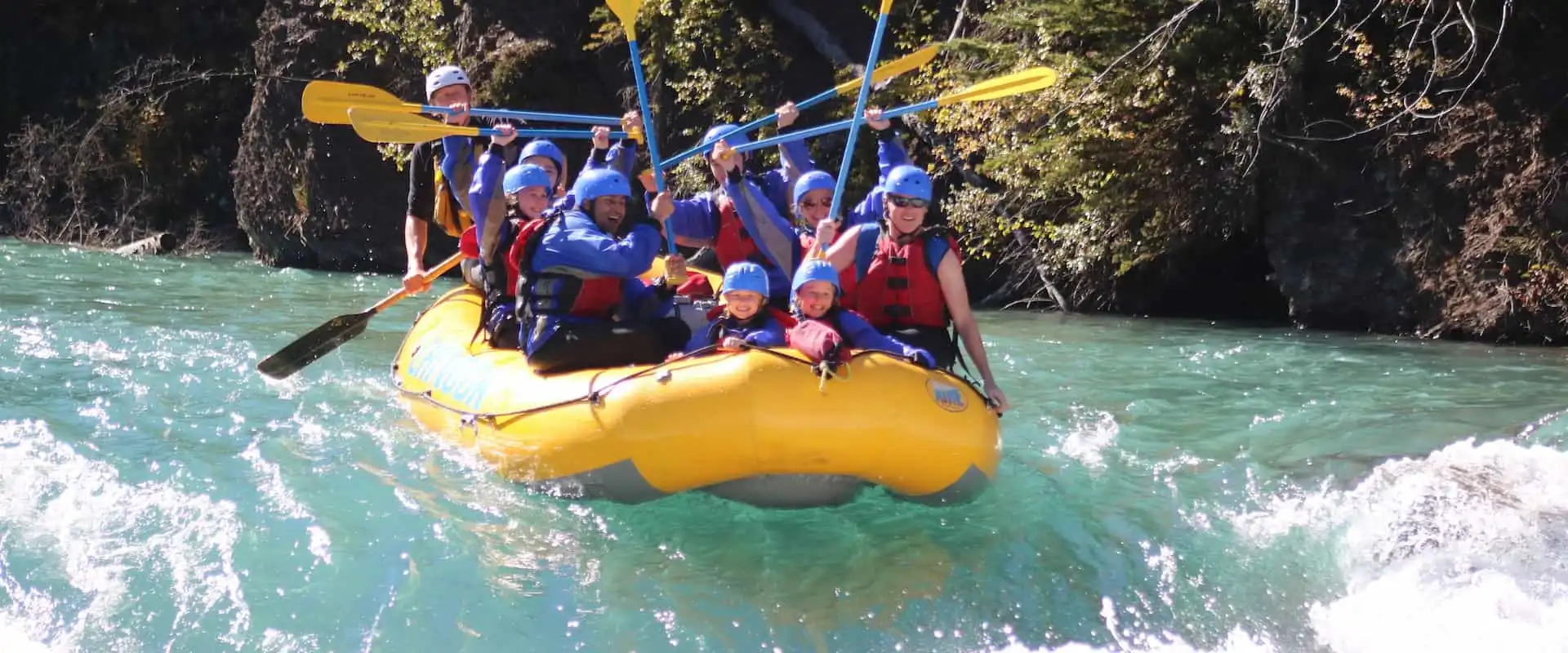 Family friendly rafting rapids on the Kananaskis River in the Rockies