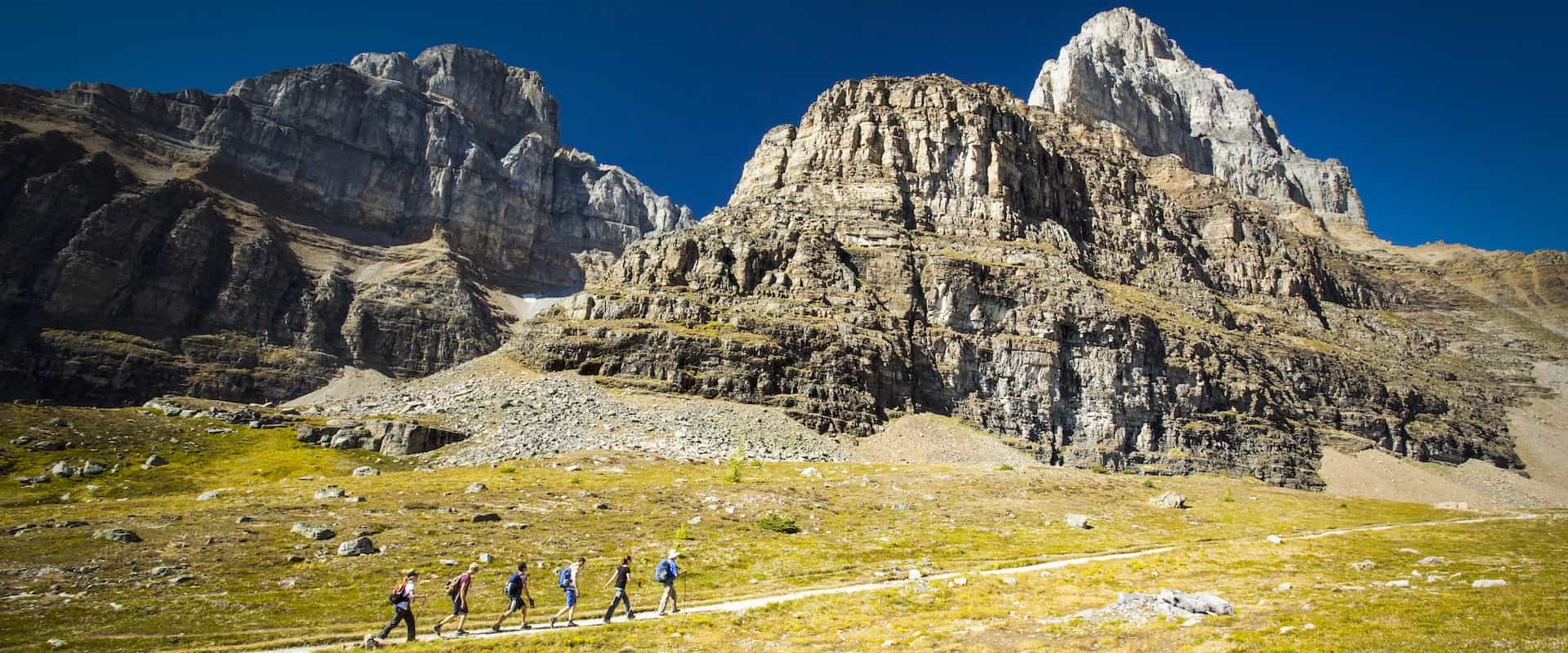See mountain peaks on a guided hike to Larch Valley with Discover Banff Tours